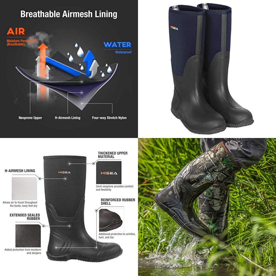 Outdoor Hunting Boots For Men - Мужские резиновые сапоги HISEA, водонепроницаемые, прочные,
